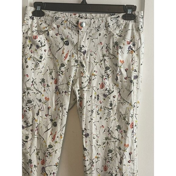 AJ Andrea Jovine Floral Skinny Jeans Stretch Denim Size 10 - Picture 2 of 7